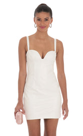 Faux Leather Dress in White